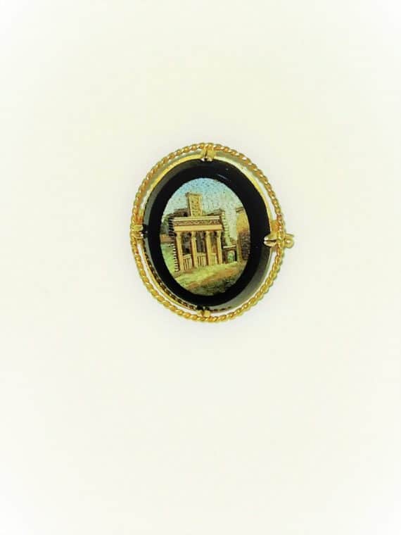 Mosaic gold brooch