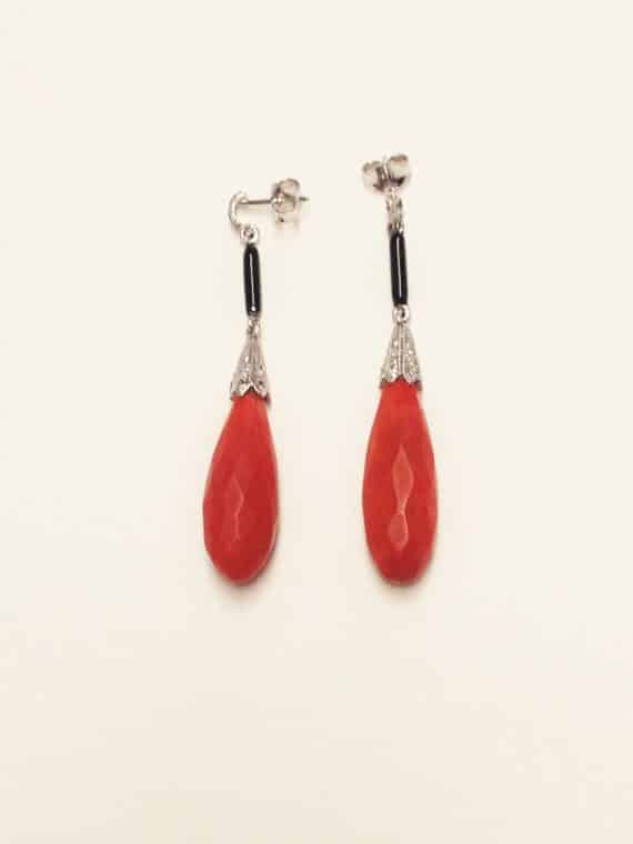 Coral pendant earrings