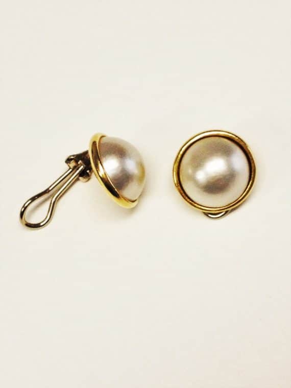 Gold mabe pearl earrings