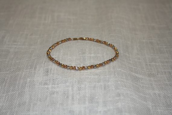 Three colors gold beads bracelet