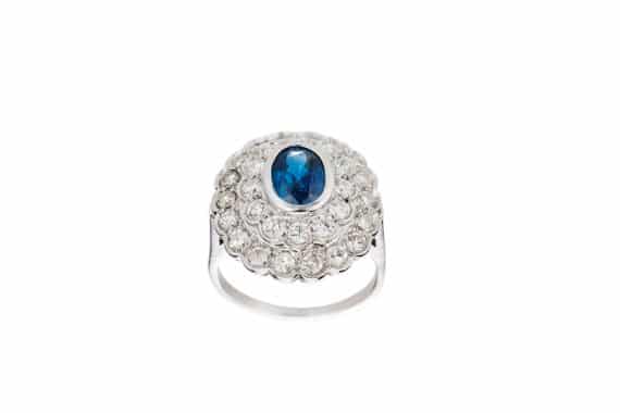 Sapphire diamond platinum ring