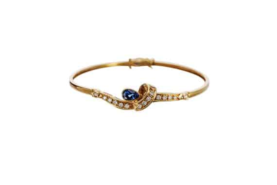 Bracciale in oro giallo con goccia di zaffiro