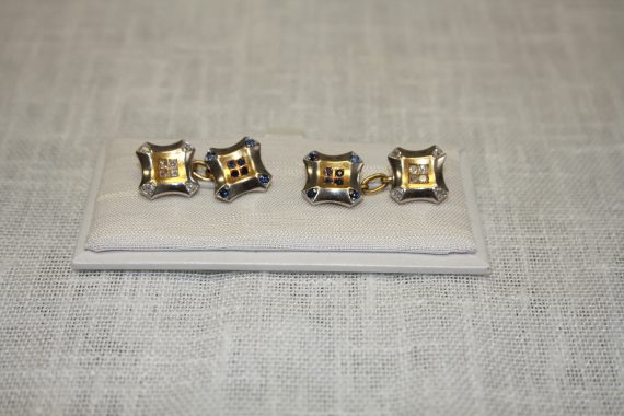 Gemelli doppi con diamanti e zaffiri