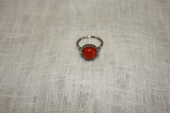 Coral and diamonds ring