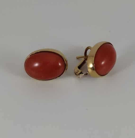 18 carat gold earrings with coral.